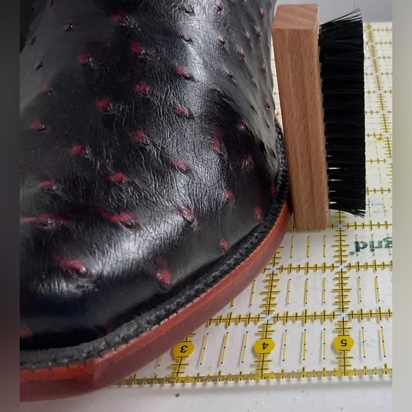 Nocona Black Cherry Ostrich Quill Cowboy Boots 9 EE Handcrafted USA Made - Picture 5 of 14